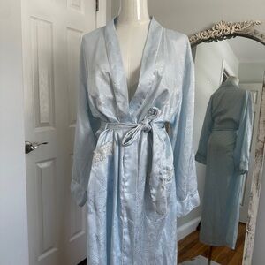 Blue Christian Dior vintage robe gown with lace details and pockets